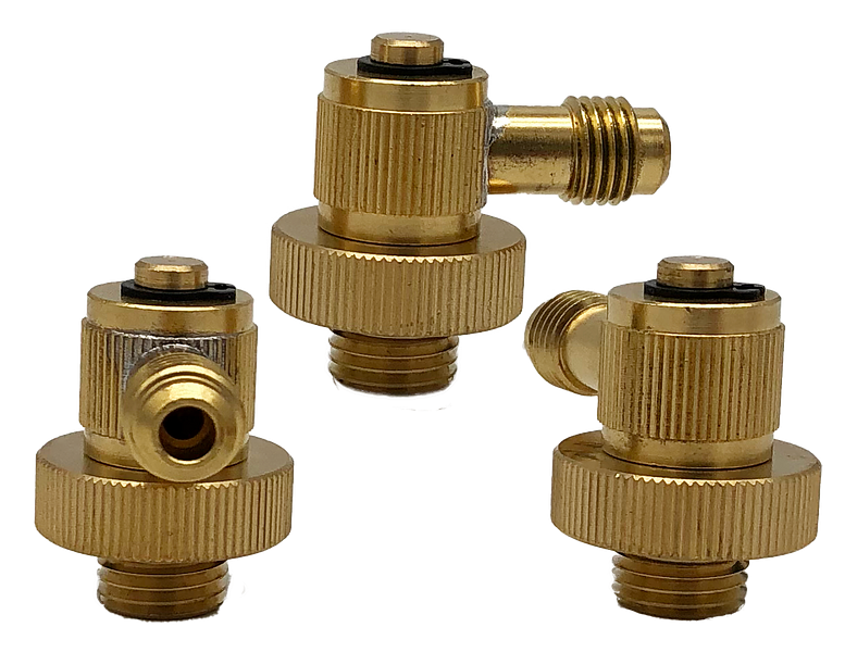 3 quick connect test fittings in brass